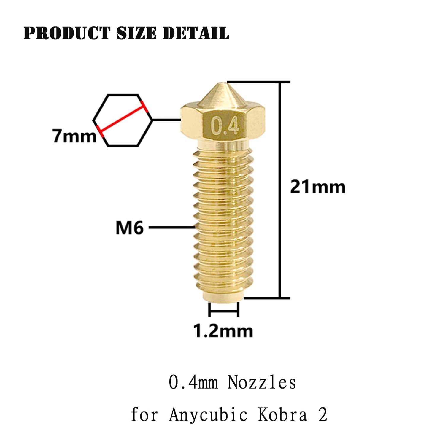 5PCS 0.4mm Brass Nozzles and 5PCS Silicone Socks for 3D Printer N760398