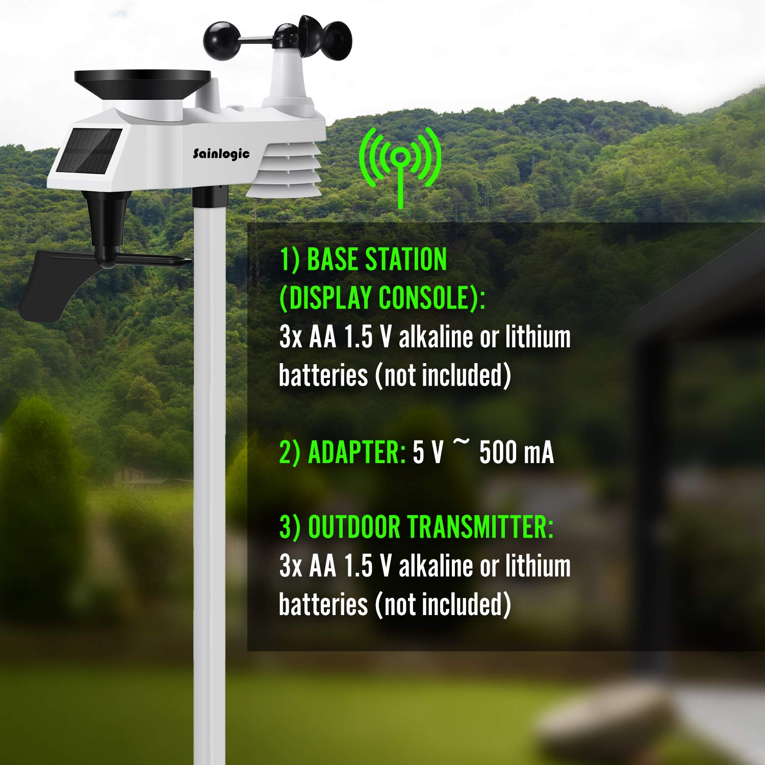 8-in-1 Wireless Weather Station with Outdoor Sensor (Black) U170