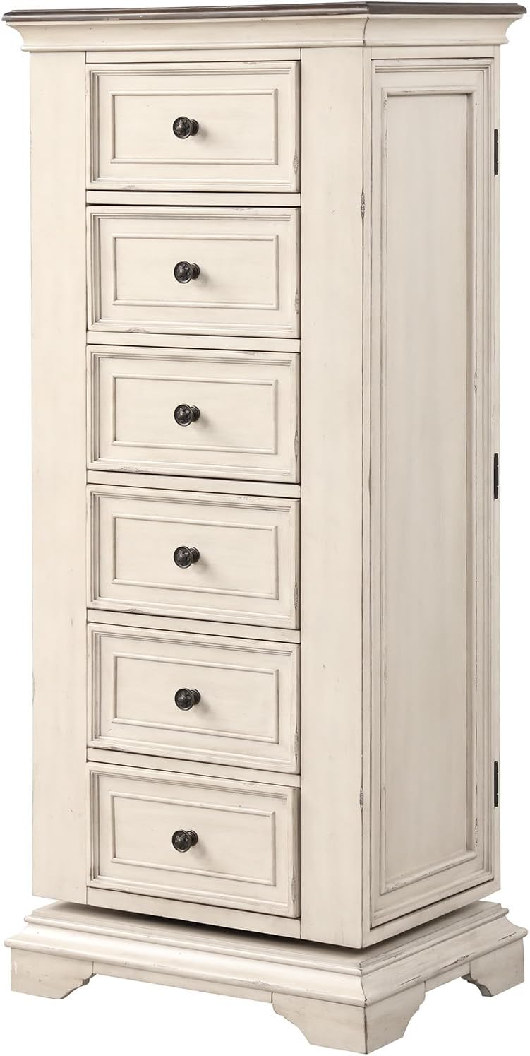 Antique White Swivel Chest with Mirror V256371