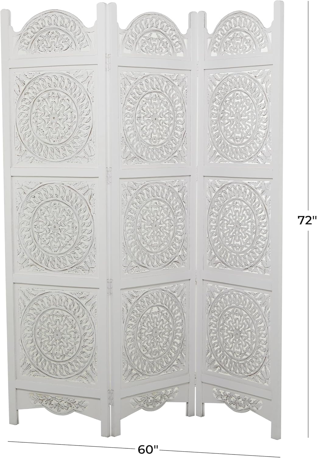 White 3 Panel Wood Room Divider Screen F88512