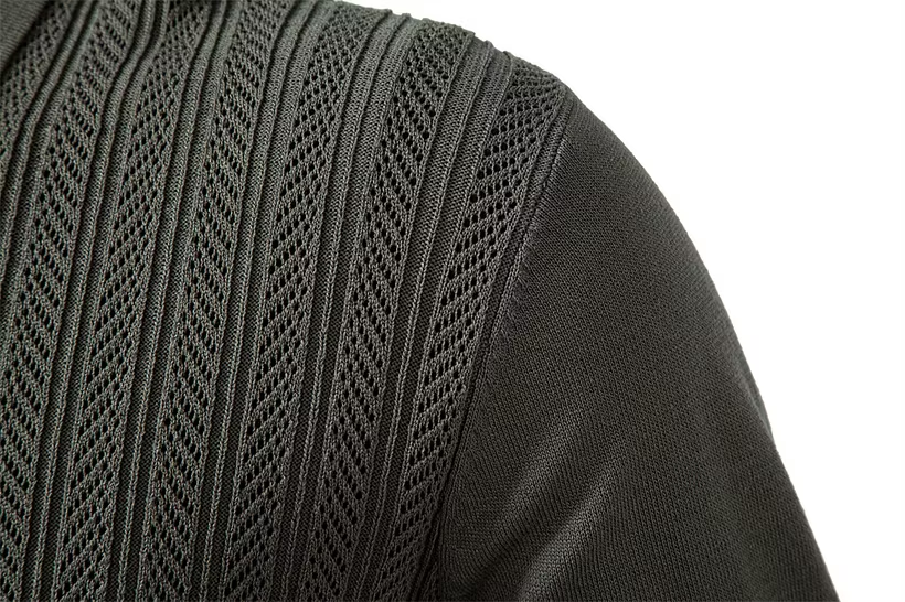 Premium Solid Zip-Up Long-Sleeve Knit Polo Shirt