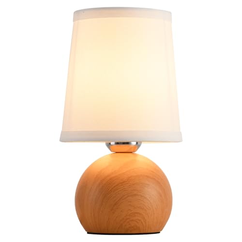 Small Bedside Lamp with Fabric Shade & Wood Finish 10.6" G412513