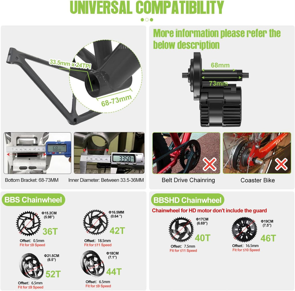 48V 750W Mid Drive Ebike Conversion Kit with 42T Chainring and 800S Display L783384
