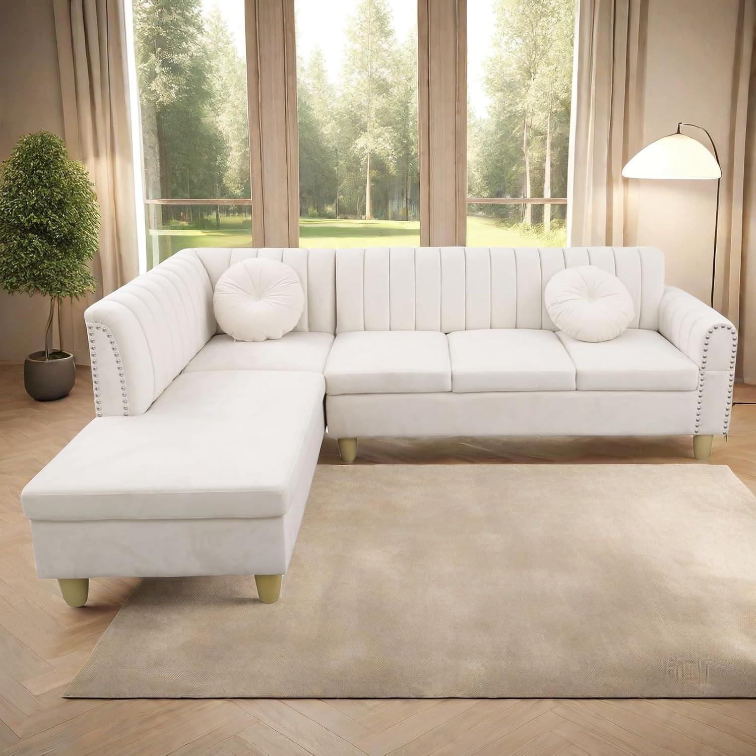 Beige L Shaped Sectional Sofa H274109
