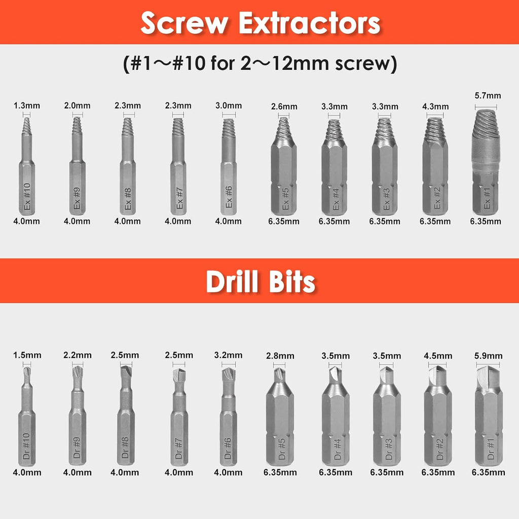 39-Piece HSS Damaged Screw Extractor Set U25272