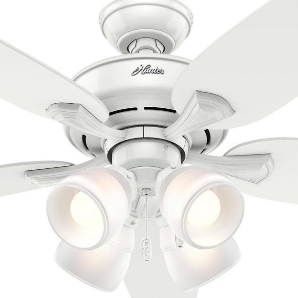 52 in. LED Indoor Snow White Ceiling Fan with Light O48659