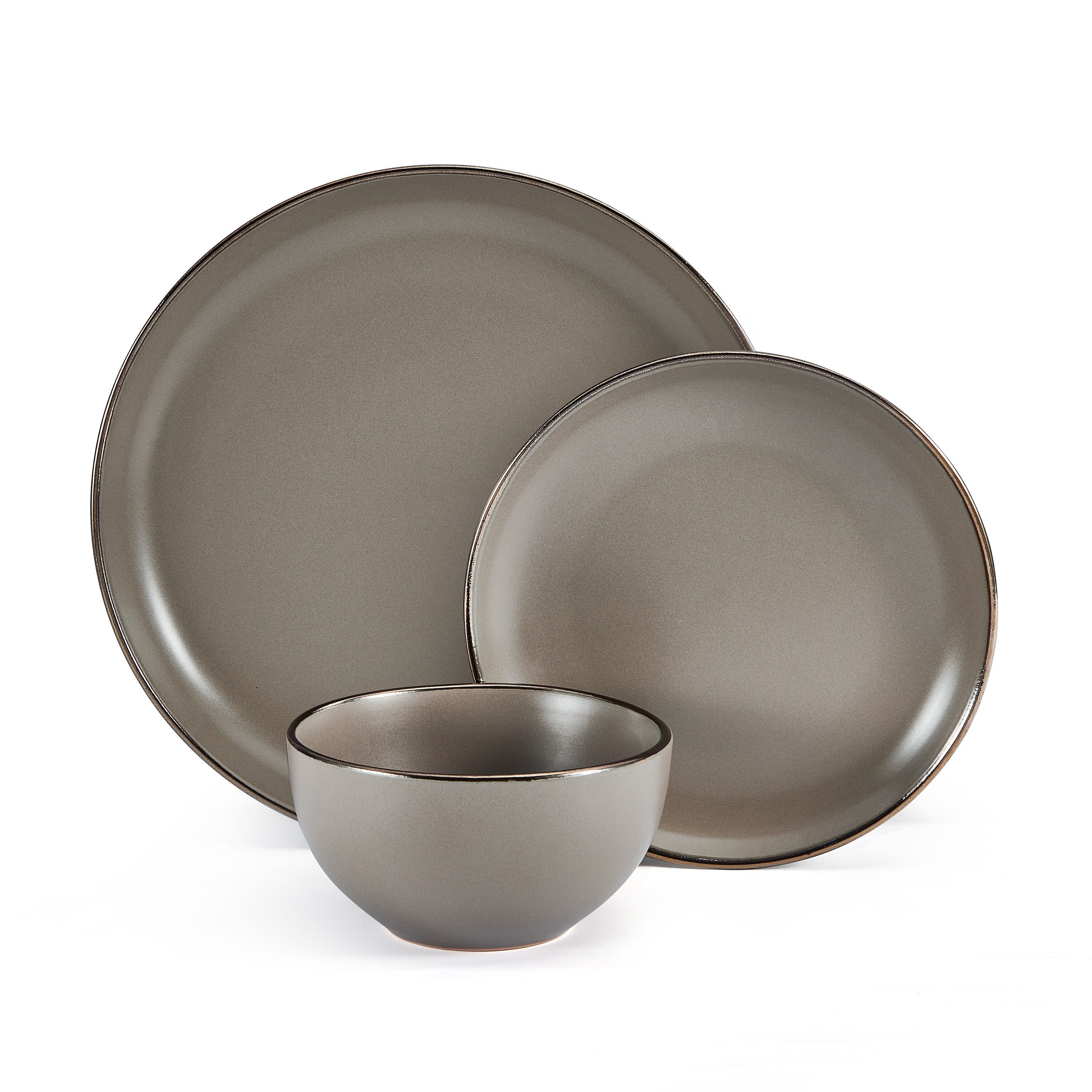 12-piece Stoneware Dinnerware set in Gray B48598