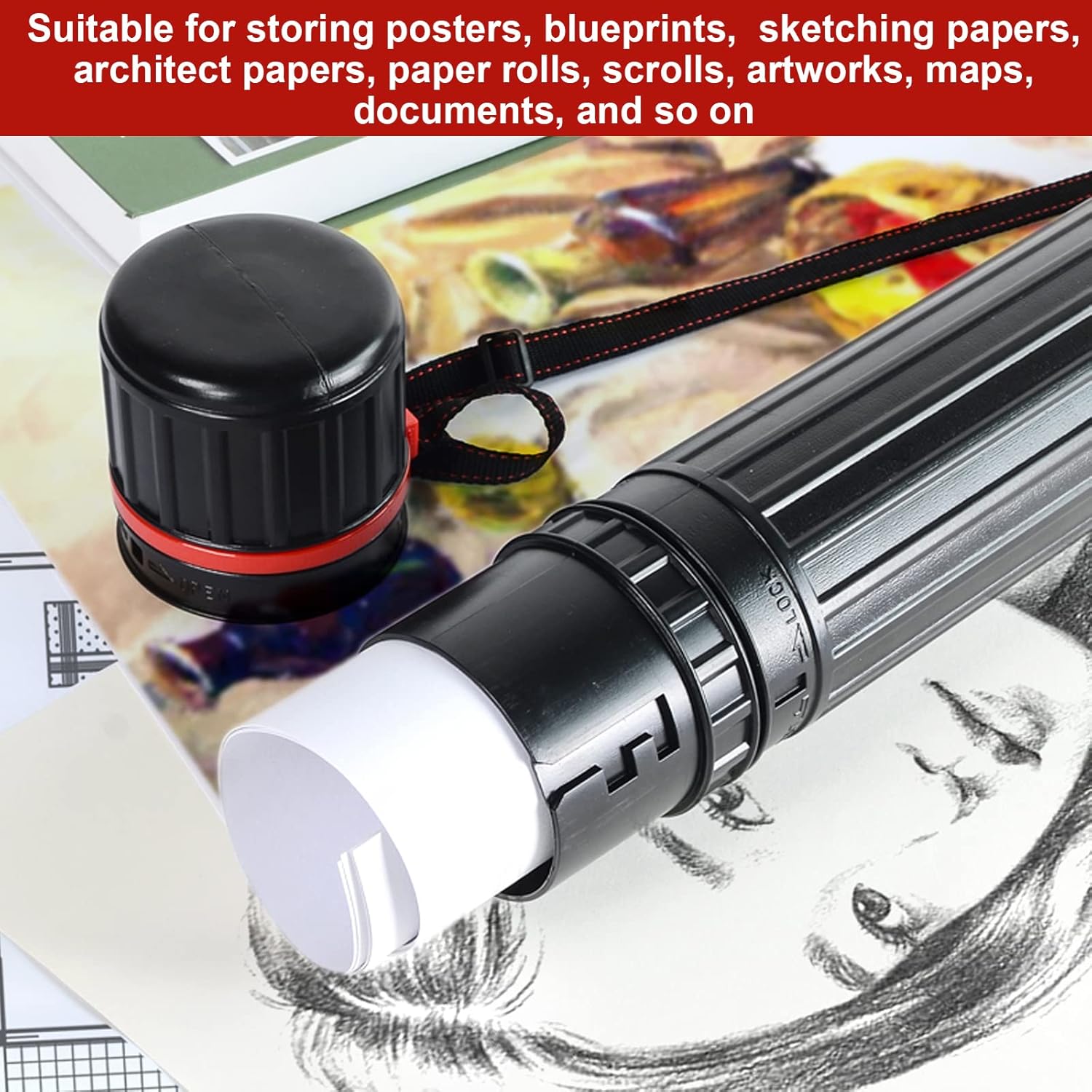 Poster Tube with Adjustable Strap, 17.5 to 28 Inch Q711814
