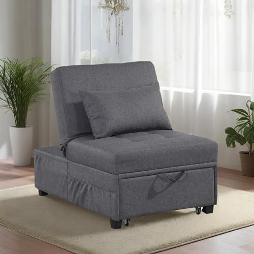 Dark Gray Convertible Sofa Bed with Pillow K15590