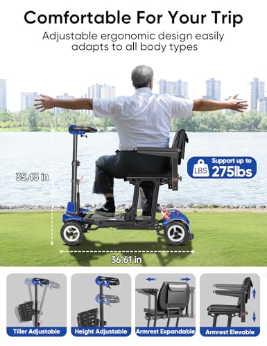 37.5 lbs Ultra Lightweight Folding 4 Wheel Mobility Scooter, Blue G1567