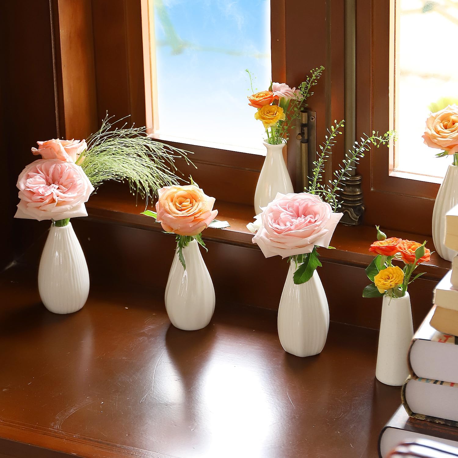 Mini Ceramic Vase Set of 10 White V673