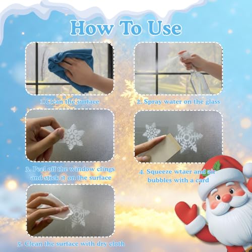 226 PCS White Snowflake Window Clings, 9 Sheets Double-Sided Reusable Decals U650110