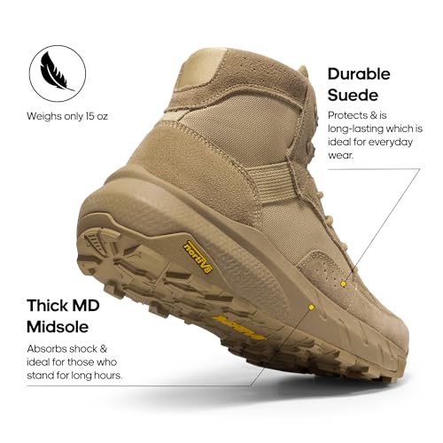 Men's Lightweight Casual Work Boots Leather Military Outdoor Hiking Motorcycle Combat Boots B61390