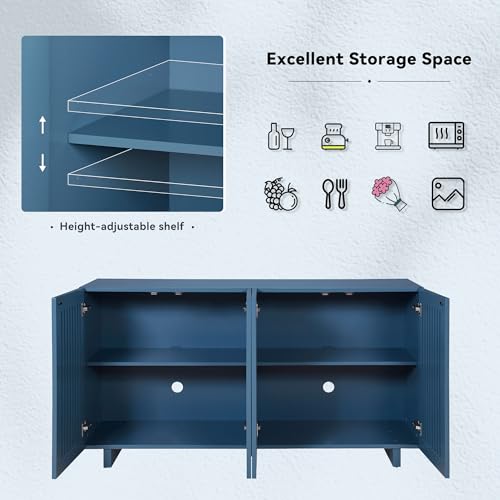 60" Wood Sideboard Cabinet with 2 Doors and 2 Adjustable Shelves (Almond) I742249
