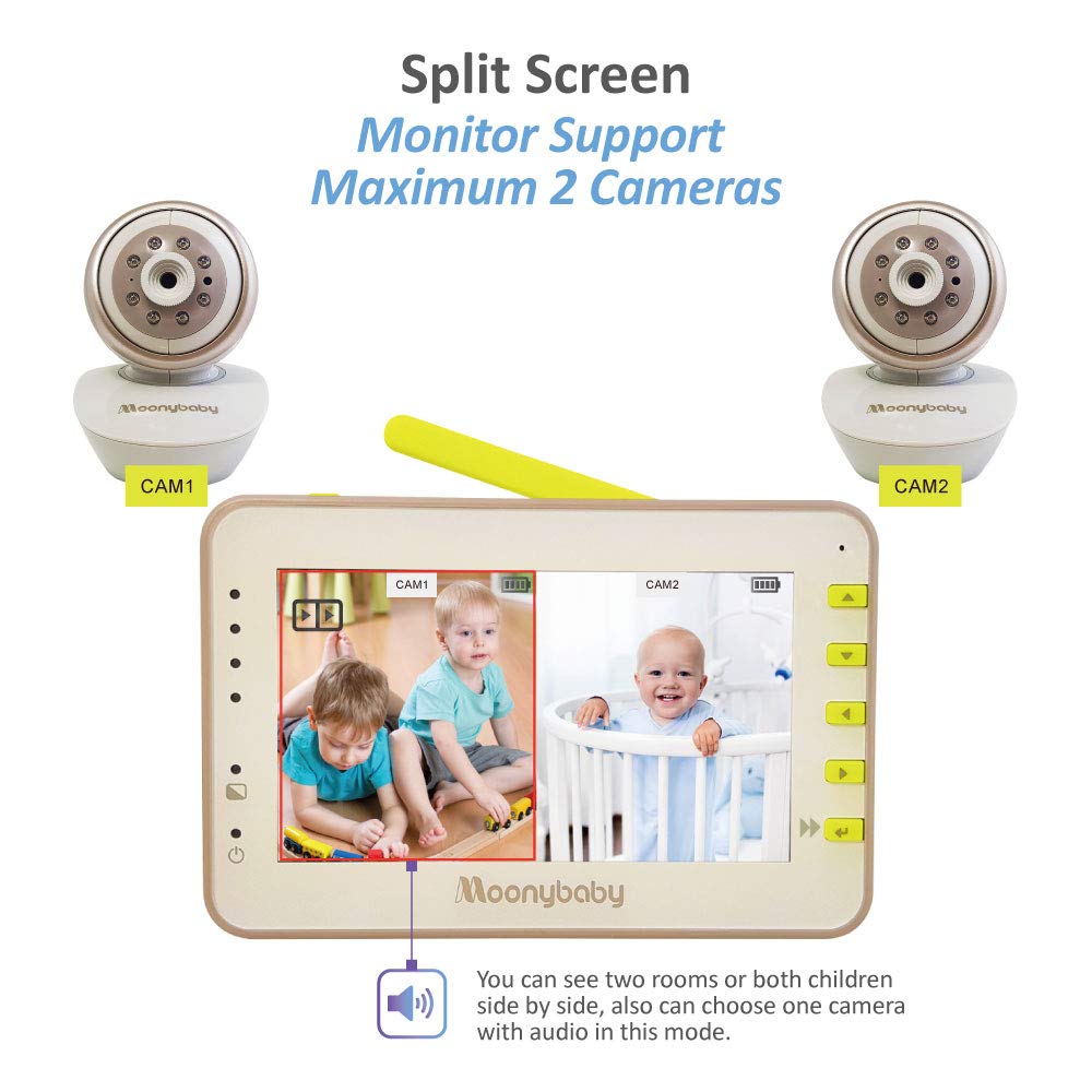Split 55 Baby Monitor with 2 Cameras, 4.3 inches Large Monitor, Night Vision L817408