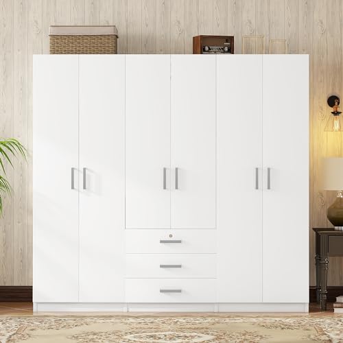 Gray 6 Door Wooden Wardrobe H504423