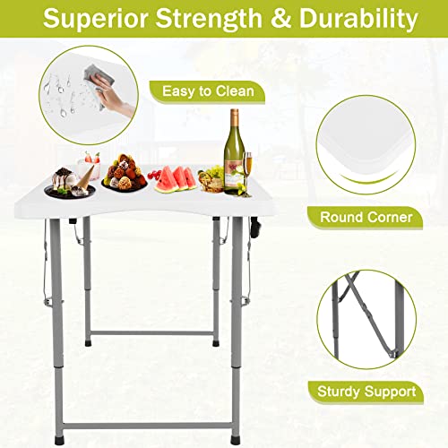 White 6ft Folding Plastic Table with Carrying Handle G7969