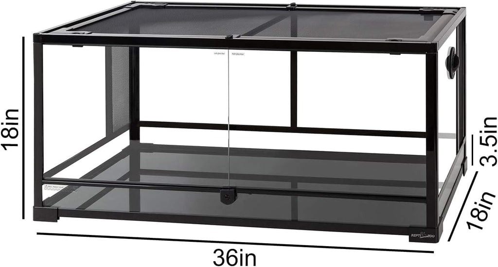50 Gallon Glass Reptile Terrarium Tank, 36" x 18" x 18" Double Hinge Door with Screen Ventilation C9347