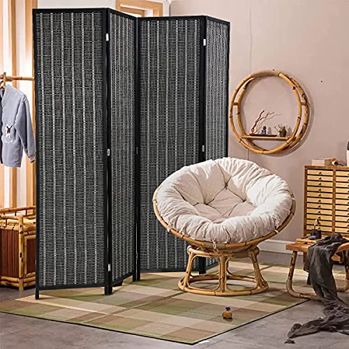 Black 6 Panel Folding Room Divider, 17.7" Wide G698629