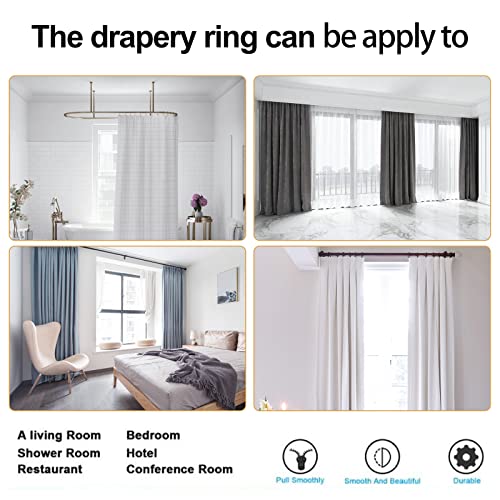 Set of 30 Antique Brass Curtain Rings with Eyelets E749906