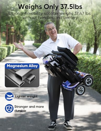37.5 lbs Ultra Lightweight Folding 4 Wheel Mobility Scooter, Blue G1567