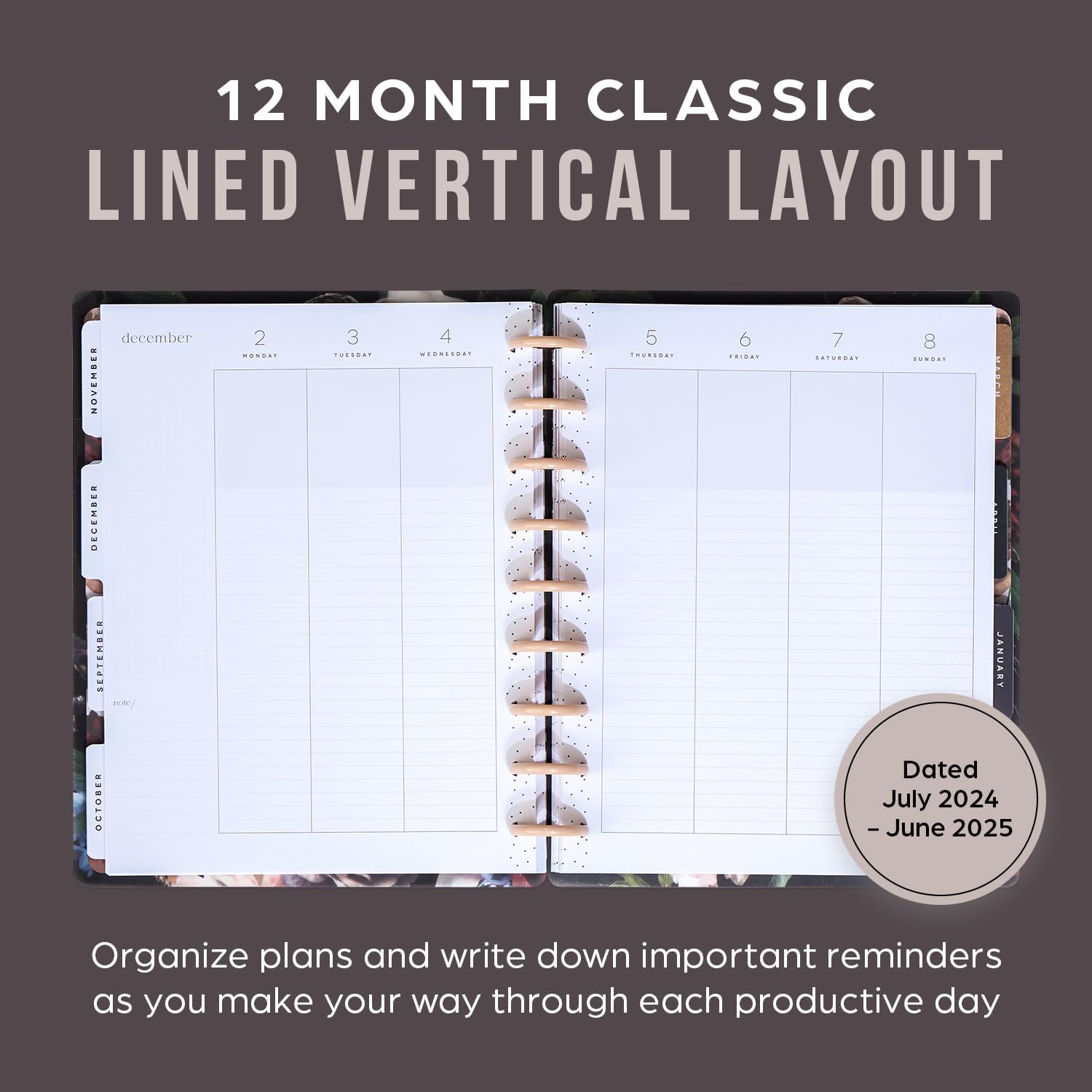 12-Month Academic Planner, Classic Size, Vertical Layout, 7" x 9 1/4" B4855