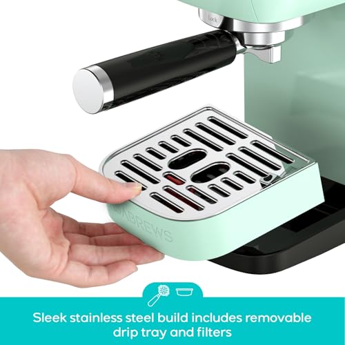 Stainless Steel Espresso Machine 20 Bar with Steam Frother 43.9oz Water Tank U549