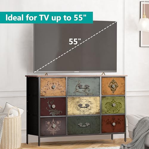 9 Drawer Fabric Dresser A22903