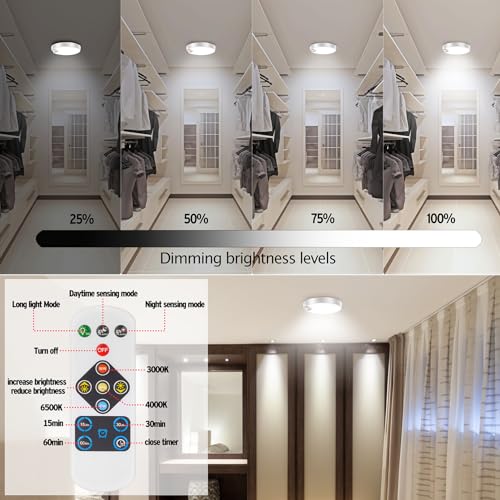 Wireless Battery Operated LED Ceiling Light with Remote, 7.5 Inch 6000mAh E29214