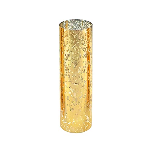 2 PCS Mercury Gold Glass Hurricane Candleholder S94783