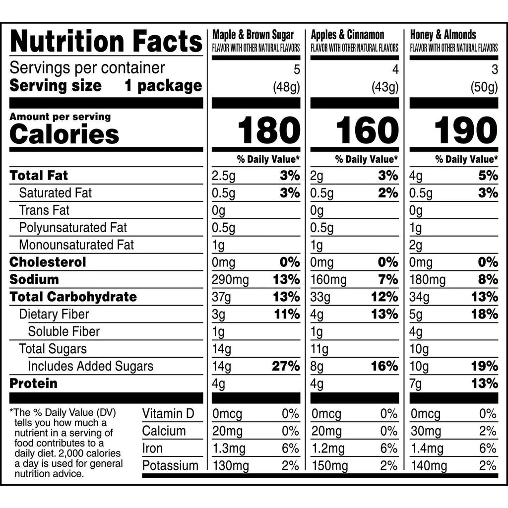 1.68 oz 12 pk Instant Oatmeal Variety Pack F6938