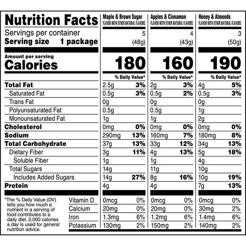 1.68 oz 12 pk Instant Oatmeal Variety Pack F6938