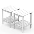 Dark Brown HDPE Plastic Outdoor Side Table with Storage Shelf N137933