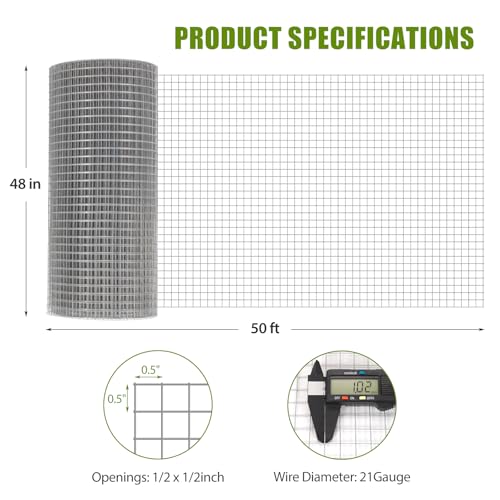 24in x 100ft 1/2inch Galvanized Wire Mesh Roll M9164