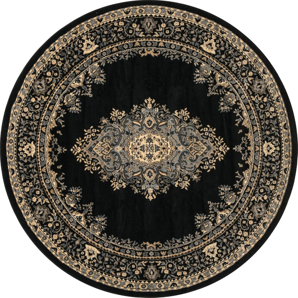 8 Ft Round Black Rug N85181