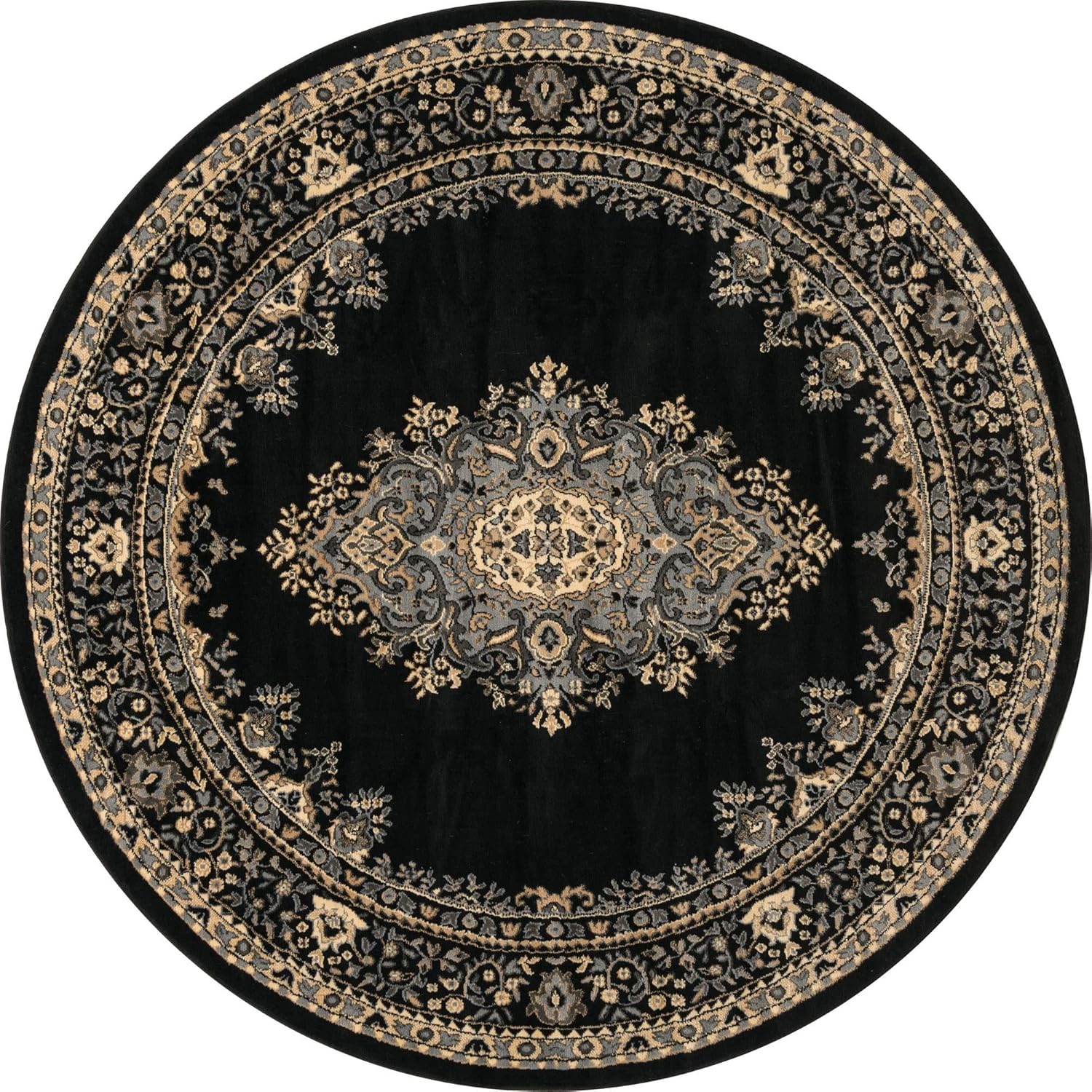 8 Ft Round Black Rug N85181