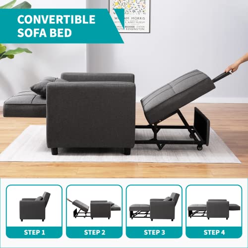 Dark Grey 3-in-1 Folding Futon Sofa Bed W7925