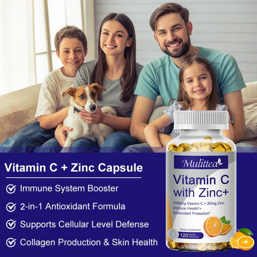 (2 PACK) Vitamin C with Zinc Supplement Capsules, 240 Veggie Capsules B672