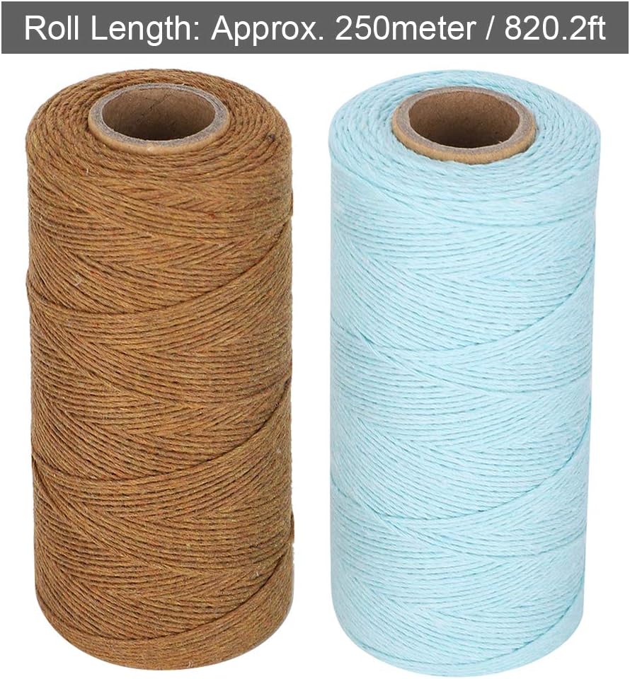 2 Rolls Pure Cotton Yarn 8/4 Warp Thread (Brown+Light Blue) R489