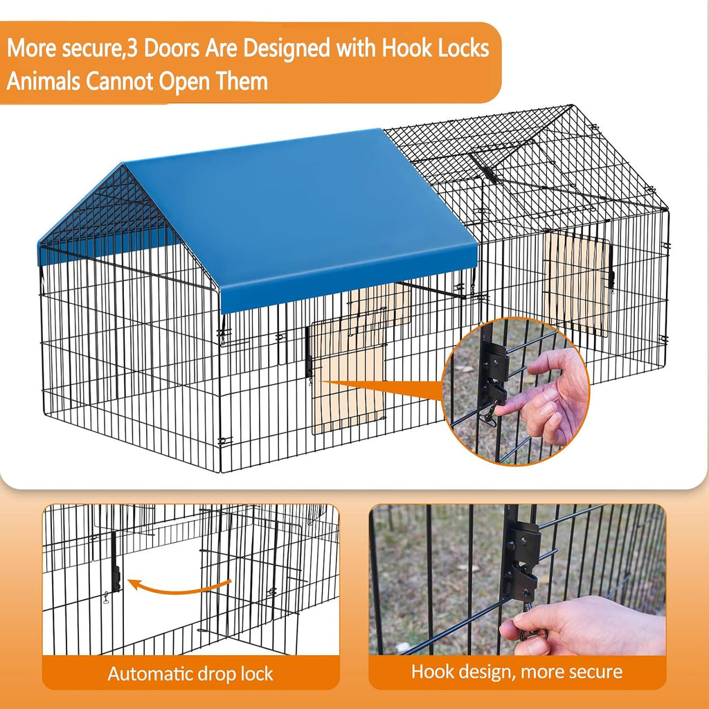 Metal Chicken Coop 86"×40"×39" with Cover C3180