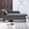 Gray Velvet Chaise Lounge Chair with Storage M8984