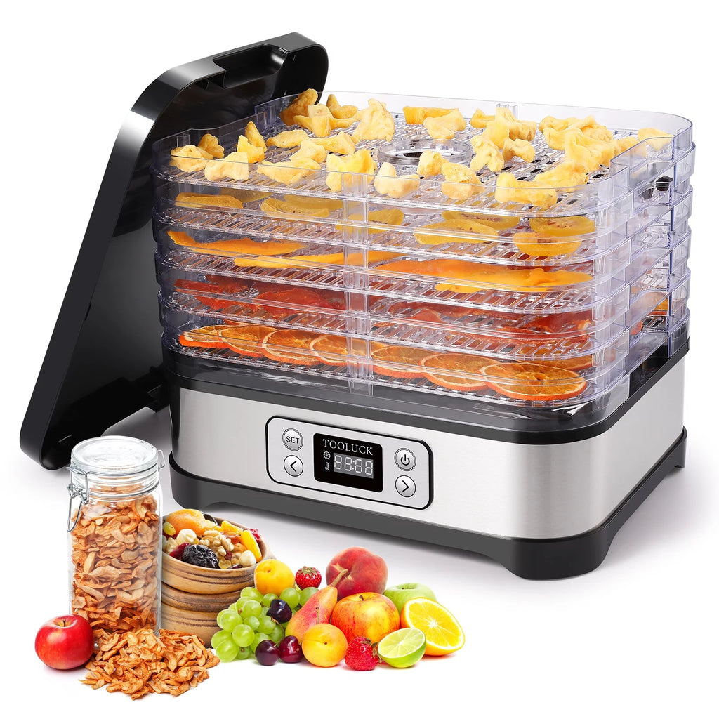 Electric Food Dehydrator, 250W, 5 Drying Trays, Stainless Steel, BPA Free X27786
