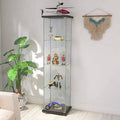 Glass Display Cabinet 4 Shelves with Door Floor Standing Curio Bookshelf U78604