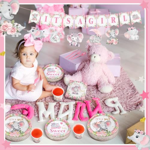 405 Pcs Blue Baby Shower Tableware Set with Plates, Napkins, Cups, Tablecloth, Banner H938