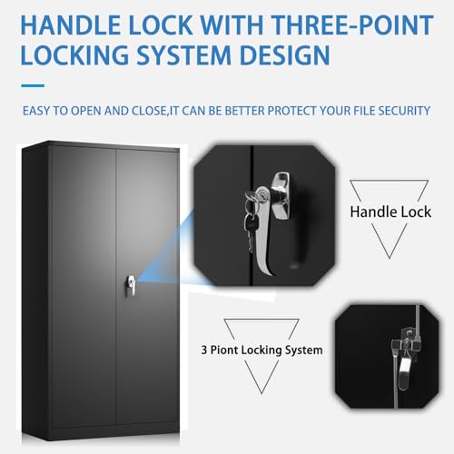 72" Locking Metal Storage Cabinet with 2 Doors and 4 Adjustable Shelves W578134