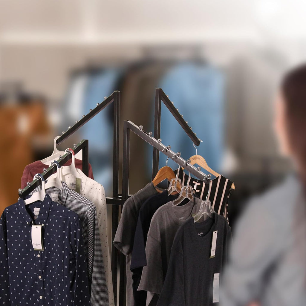 Black 4 Way Adjustable Clothing Rack with Slanted Arms Z596