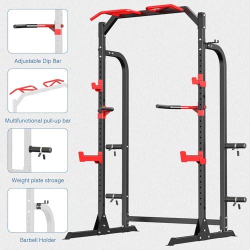 Power Cage Squat Rack with Adjustable Cable Crossover System Y2537