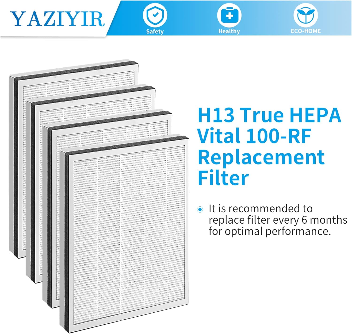 4 Pack H13 True HEPA Replacement Filter J8136