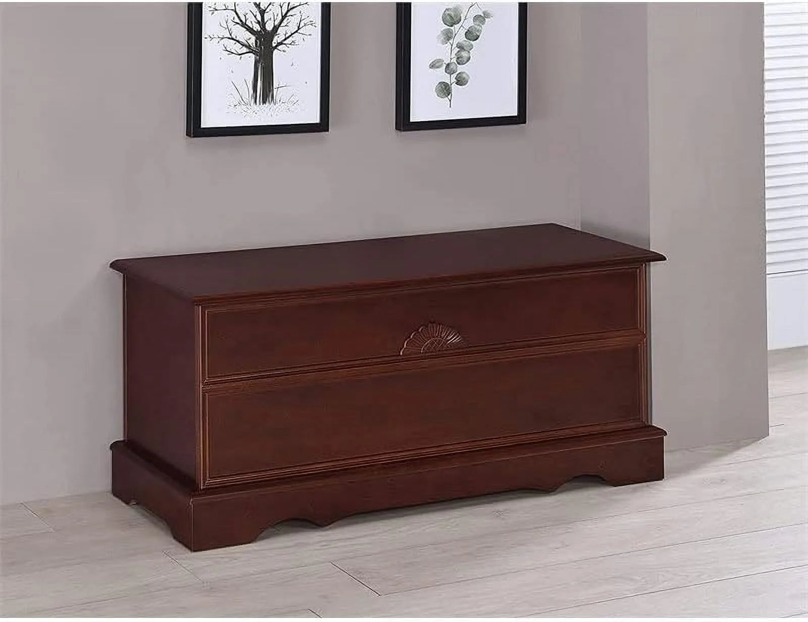Warm Brown Cedar Lined Wood Storage Blanket Chest Trunk I353684
