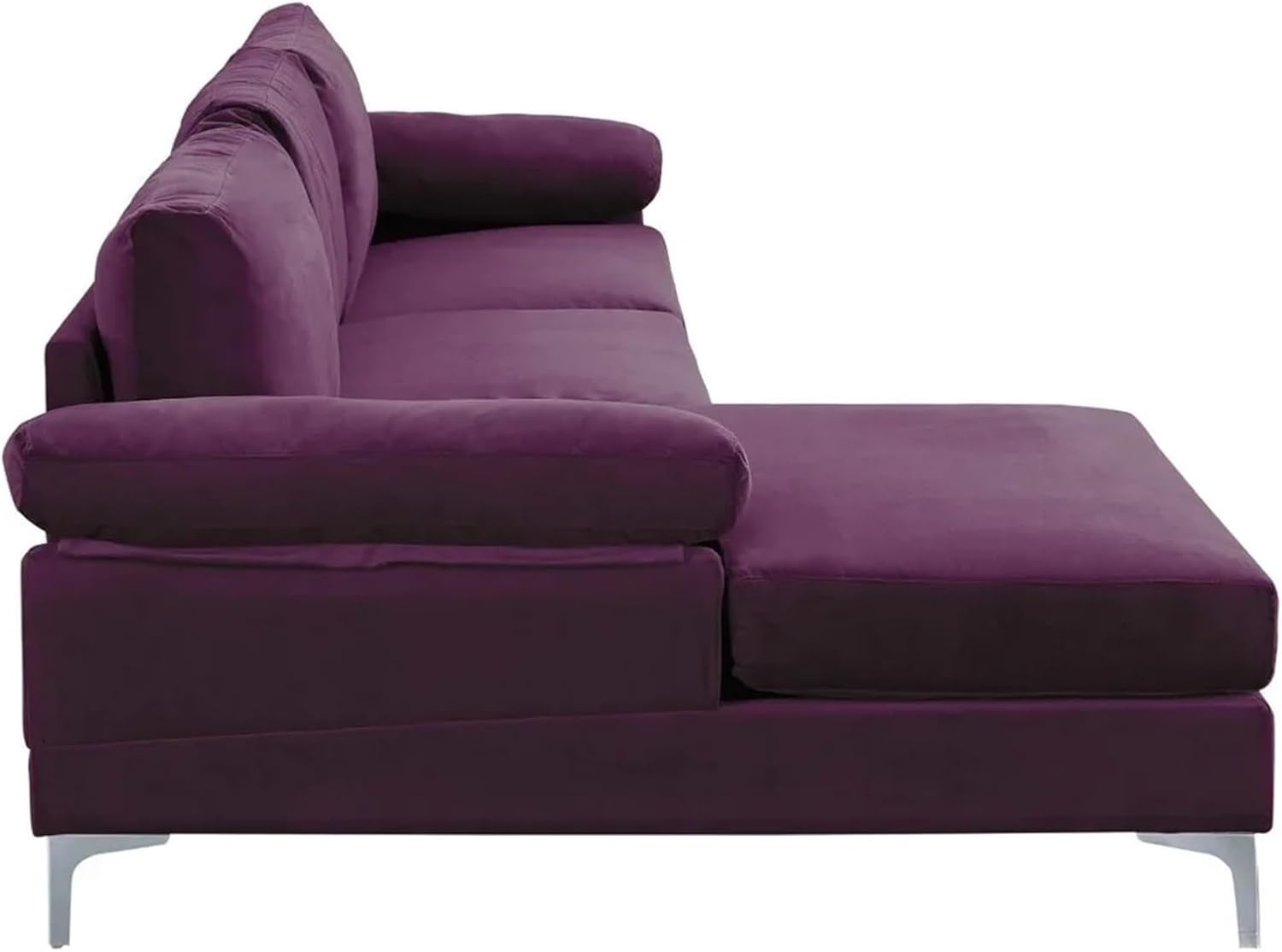 Purple Velvet L-Shape Sectional Sofa with Extra Wide Chaise Lounge Z548969